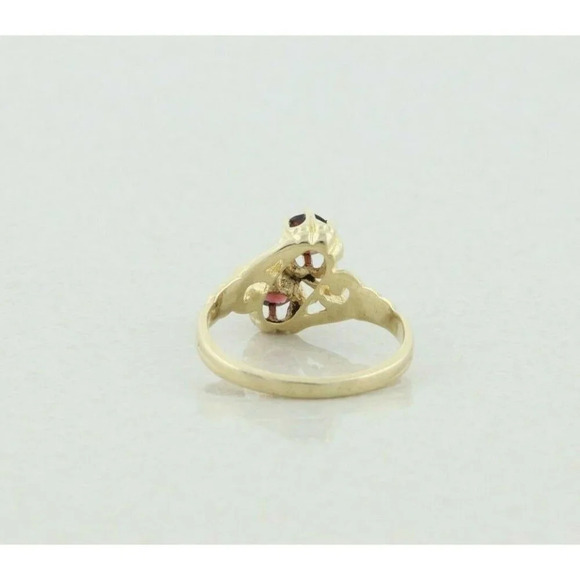 14k Yellow Gold Natural Garnet Band Ring Antique Victorian Ring size 7 - Picture 8 of 9